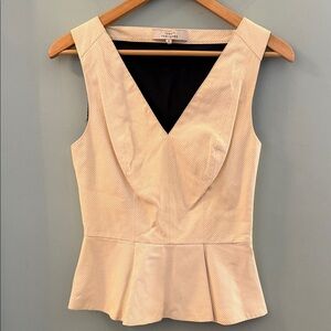 Robert Rodriguez Cream Leather Peplum Blouse - Size 4